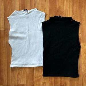 Zara White Mock Neck Tank Top
